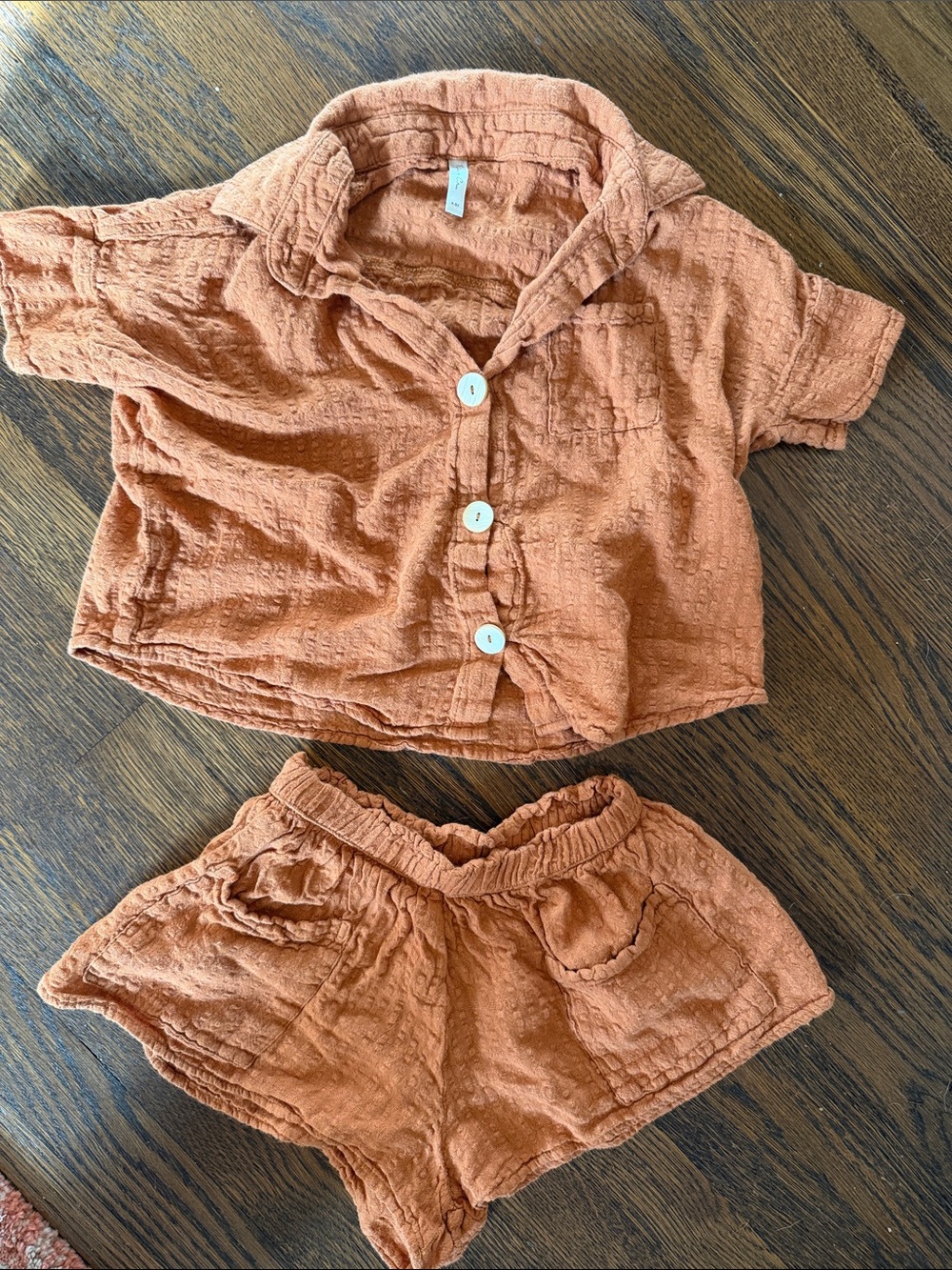 Rylee + Cru Rust Orange Cotton Gauze Two-Piece Set